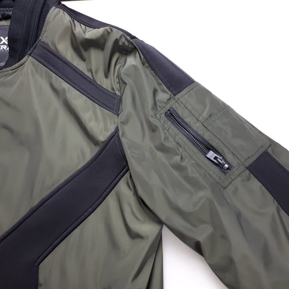 XRay Green Black Colour Block Bomber Jacket - Picture 6 of 16